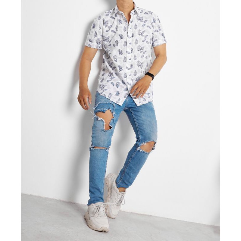 [size to <110kg] Áo sơ mi nam tay ngắn HỌA TIẾT trẻ trung thoáng mát | BigBuy360 - bigbuy360.vn