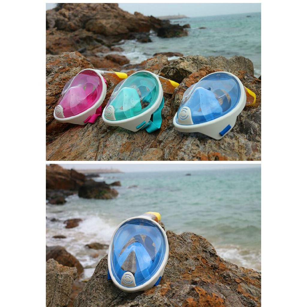 Mặt Nạ Lặn Full Face, Mắt Nhựa Trong, Gắn Được Gopro, Sjcam Tầm Nhìn 180 Độ, Ống Thở 1 Chiều Ngăn Nước | BigBuy360 - bigbuy360.vn