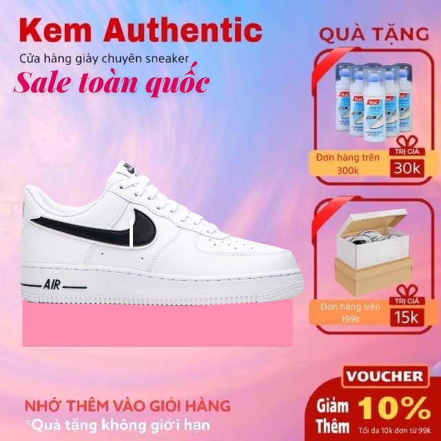 Giày _Nike Air Force 1, AF1 trắng vệt đen đế Air, Cao Cấp Nhất full box bill phụ kiện tặng box bảo vệ-kem