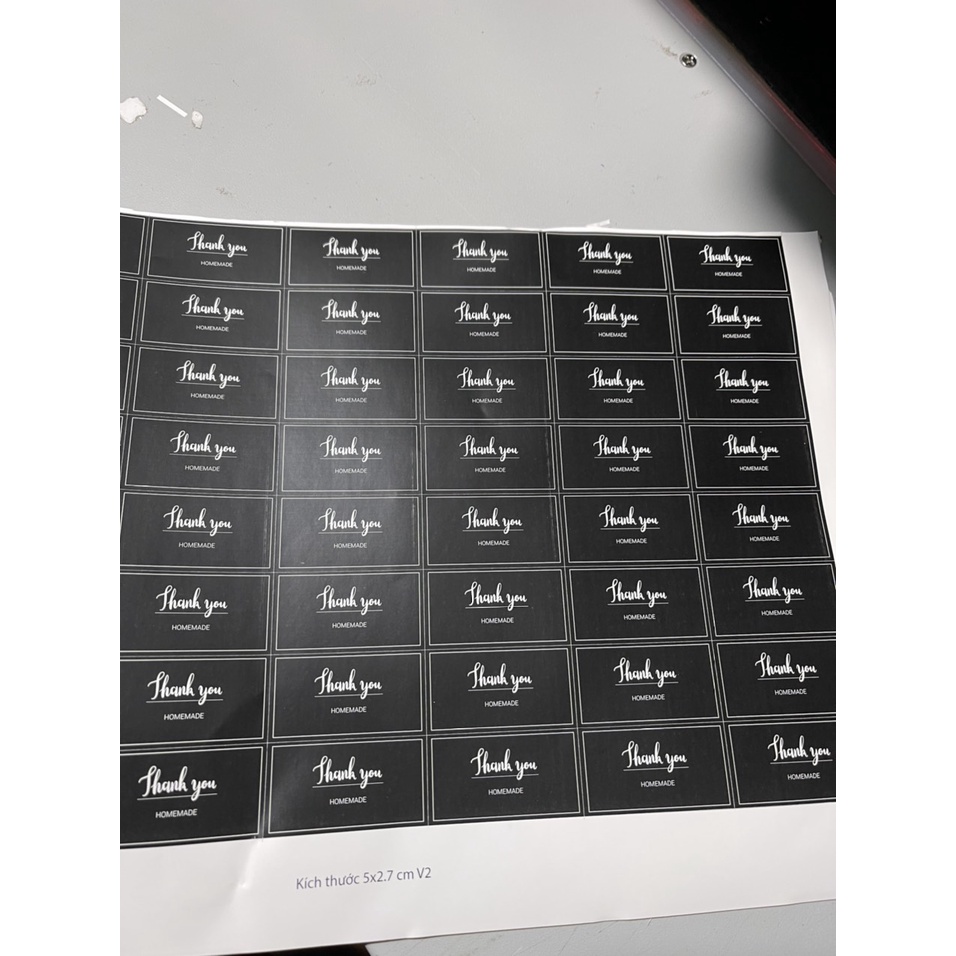 TEM Tem giấy chữ 'Thank you' 5x2.7cm, 5x5cm, 8x10cm hàng có sẵn