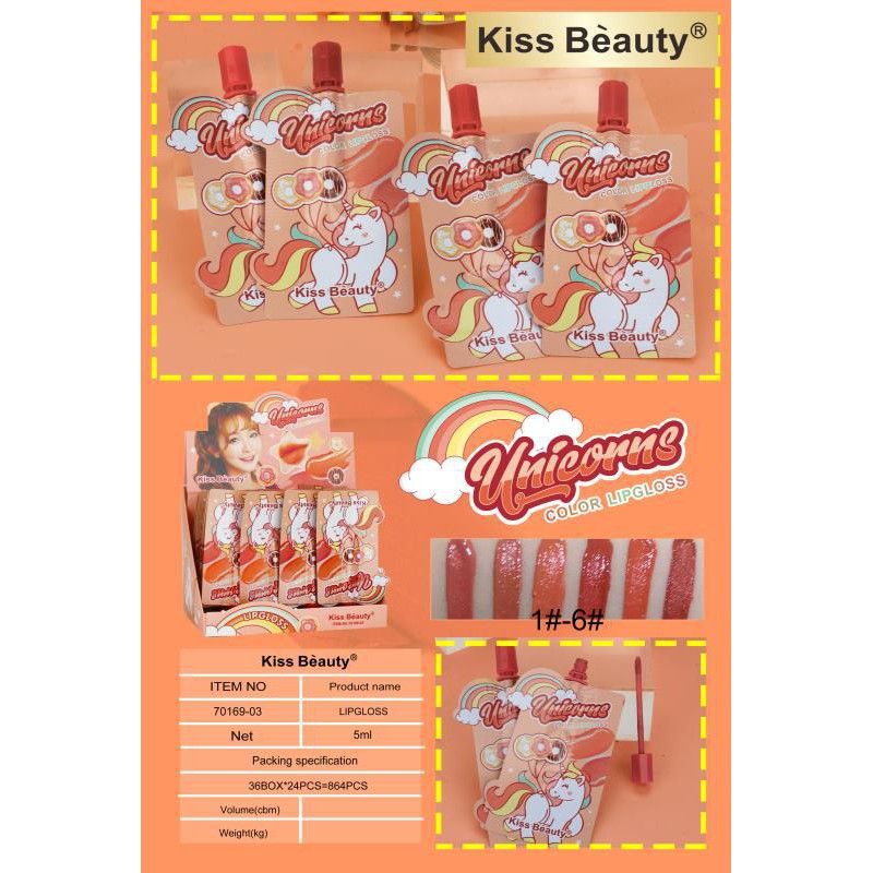 (hàng Mới Về) Son Kem Kiss Beauty Thiết Kế Hình Kỳ Lân Độc Đáo | BigBuy360 - bigbuy360.vn