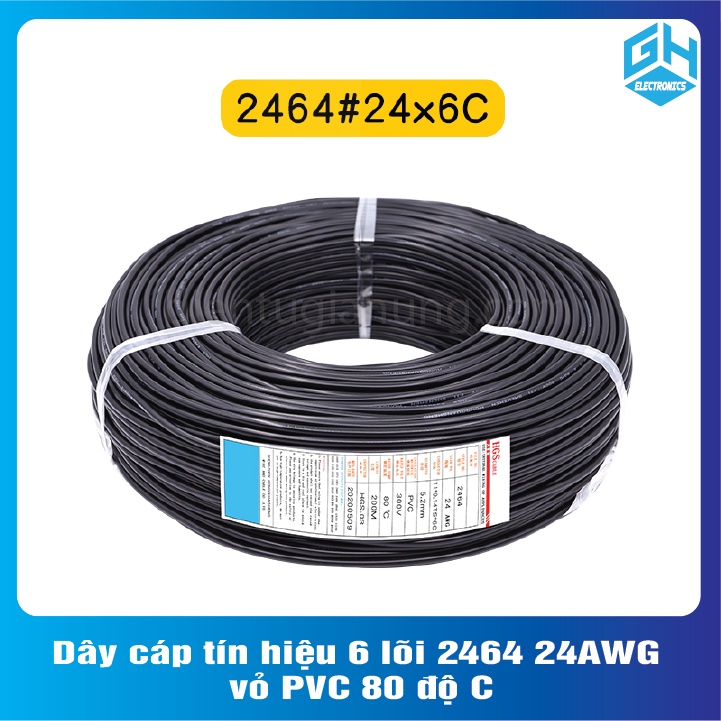 Dây cáp tín hiệu 6 lõi 2464 24AWG 0.2mm2 vỏ PVC 80 độ C