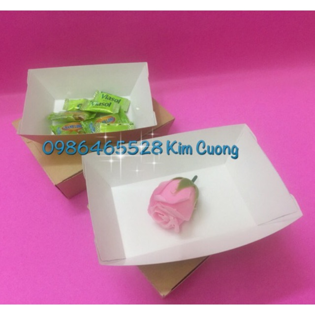 100 Khay giấy Kraft ăn vặt