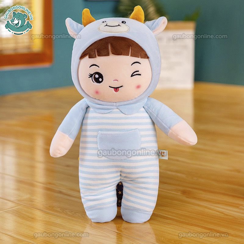 Búp Bê Baby Áo Kẻ | Búp bê nhồi bông siêu cute kích thước 35 cm hàng cao cấp