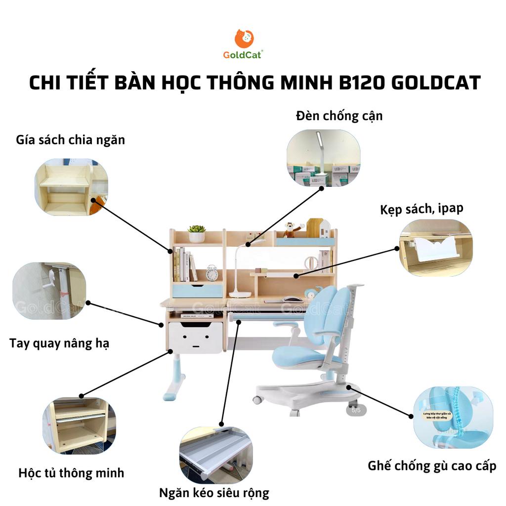 Bàn Ghế Học Sinh Cao Cấp Chống Gù Chống Cận Cho Bé Kèm Giá Sách, Đèn Học Goldcat B120