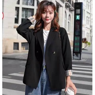 Blazer 2 Lớp Màu Đen Kết Hợp Kẻ Caro phong cách trẻ trung 20221 ❤️ HÀNG ORDER KHOẢNG 12 NGÀY