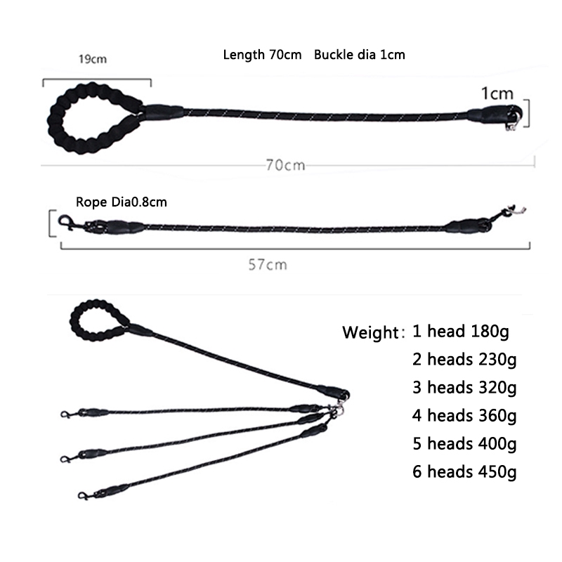 Dây dắt thú cưng đi dạo chia 2/3/4/5 đầu an toàn tiện dụng