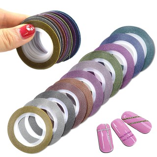 12 Cái / lốc 1 Mm 12 Màu Lấp Lánh Móng Tay Sọc Dây Cho Móng Tay DIY Trang Trí Móng Tay Nghệ Thuật Dán Phụ Kiện Làm Đẹp