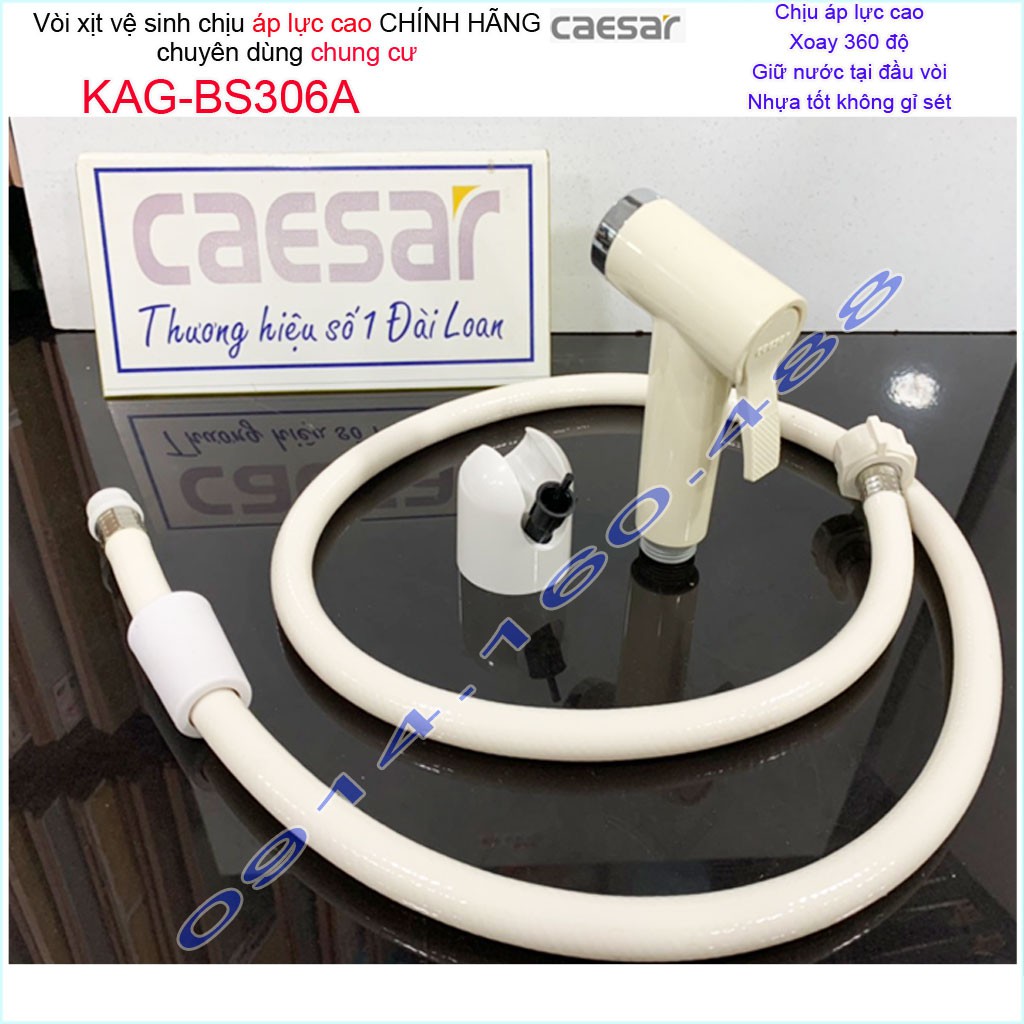 Vòi xịt vệ sinh Caesar KAG-BS306A giữ nước xoay 360 độ và vòi rửa tia nước mạnh chiu áp lực mạnh chung cư nhà cao tầng s