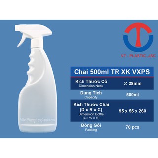 CHAI XỊT PHUN SƯƠNG 500ml MÀU TRẮNG, VÒI XỊT PHUN SƯƠNG, CHAI XỊT KÍNH