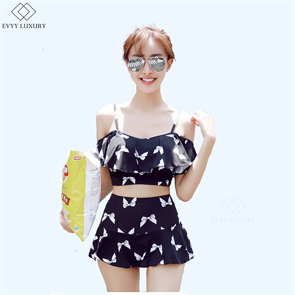 (CÓ SẴN) Đồ bơi 2 Mảnh, Bikini Đi Biển Họa Tiết Nơ Dễ Thương | WebRaoVat - webraovat.net.vn