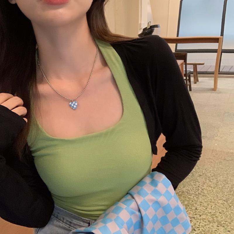 ✨✨Bông tai mạ bạc 925 mặt hình trái tim phối sọc caro trắng đen