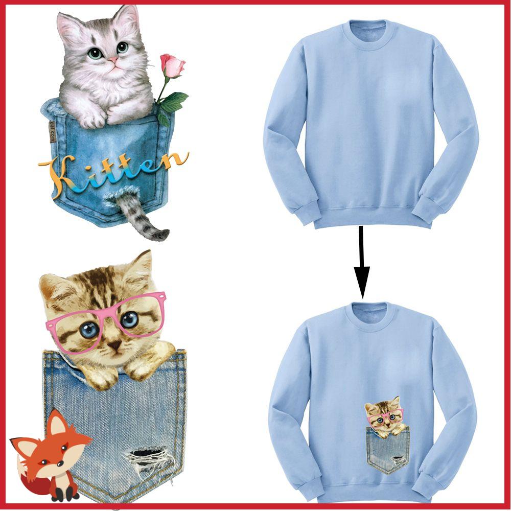 💕FAY💕 Press Cat Patches A-level DIY Printing Heat Transfer Stickers Dresses Cute Clothes T-shirt Washable Iron on Appliques