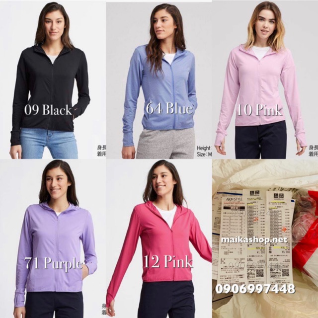 Áo chống nắng Uniqlo chất Airism làm mát 2019 bill Nhật 18.7.2019