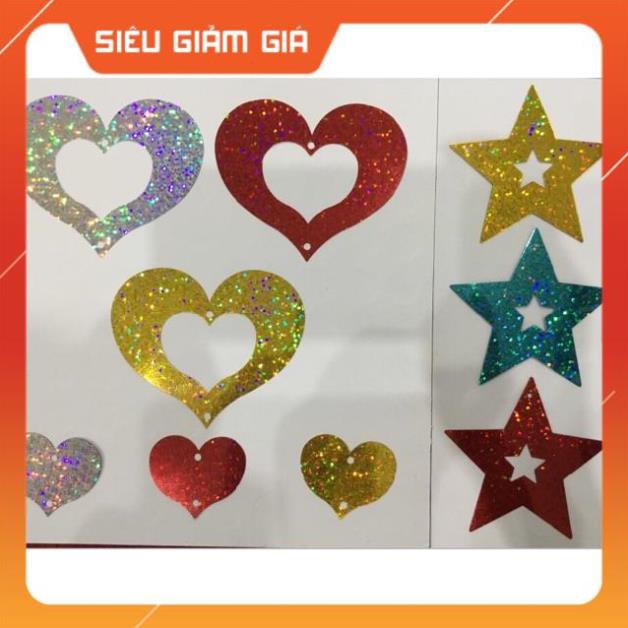 Thỏ decor 50 đuôi tim sao và dây buộc bóng thả trang trí sinh nhật chuẩn