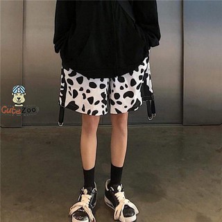 Quần short đùi nam nữ unisex loang bò sữa dây khuyên thể thao chất thun mềm mát - CUTEZOO