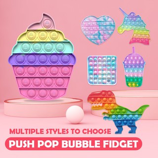 Đồ chơi Pop It giảm căng thẳng màu cầu vồng chỉ cần dùng tay nhấn bong bóng giúp giải tỏa hiệu quả 