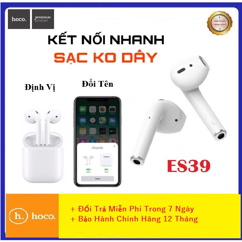 Tai Nghe Bluetooth Chính Hãng Hoco ES39 Cao Cấp - Tai Nghe Không Dây Âm Thanh Cực Chất - Bảo Hành Chính Hãng 12T