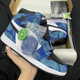 Giày jordan 1 xanh loang cao cổ hàng 1:1 [Fullbox] [Caocấp]