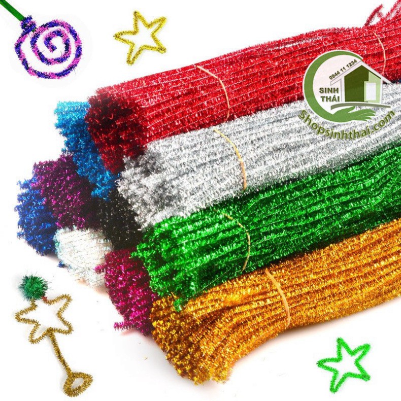 Dây kẽm xù kim tuyến, kẽm làm đồ chơi, mô hình  - màu bạc