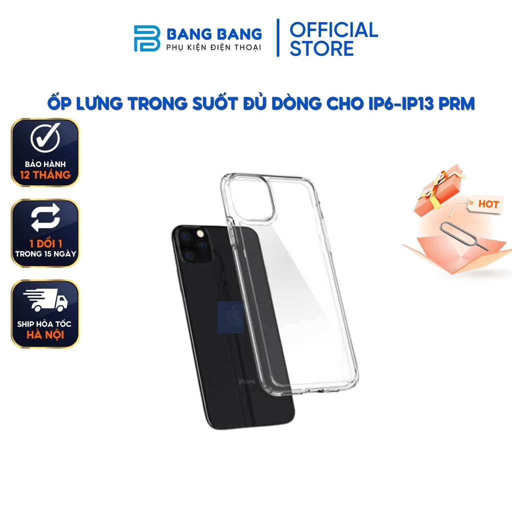 Ốp Lưng Dẻo Trong Suốt Cho IP 6 đến 12 Pro Max, Ốp Điện Thoại Chống Sốc