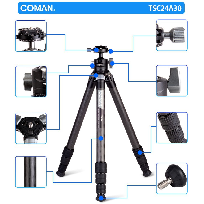 Chân máy ảnh Coman TSC24A30, Carbon