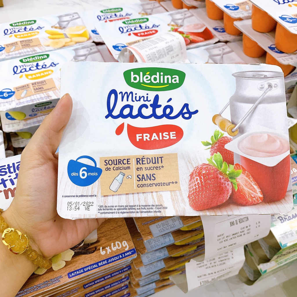 Sữa chua nguội Bledina Mini lactes Pháp vỉ 6 hộp x60g Hàng Air Date mới