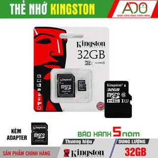 Thẻ nhớ MicroSD Kingston 32GB - Class10  – Bảo hành 5 năm – CHÍNH HÃNG – Kèm Adapter