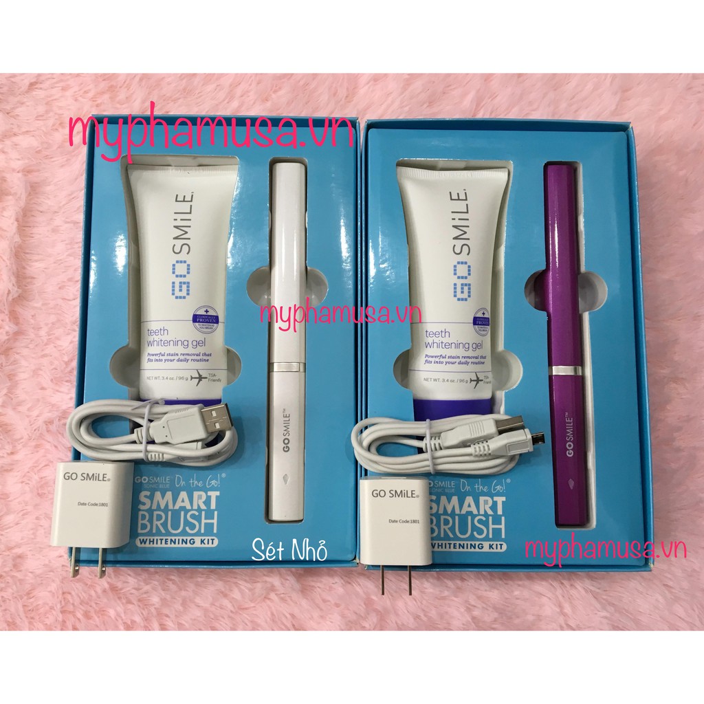 [BẢO [Hàng USA] Set Bàn Chải Điện Diệt Khuẩn Và Gel Làm Trắng Răng - Sonic Blue Smart Brush Whitening Kit