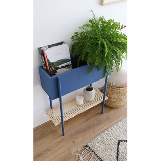 Kệ sách trang trí kết hợp lưới mây mắt cáo
