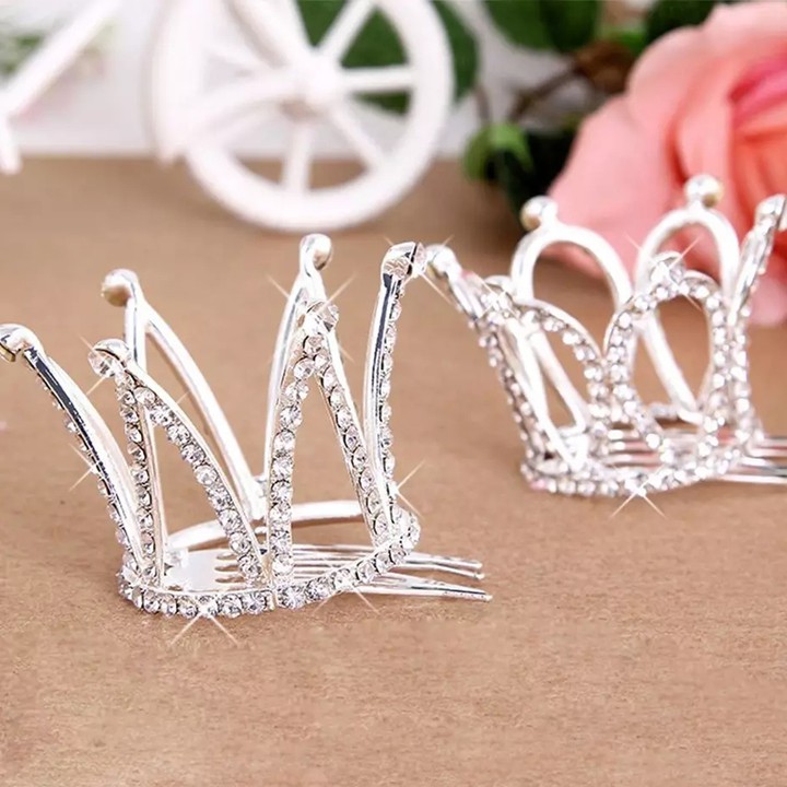 Vương miện cài tóc công chúa dạng tròn mini đính đá lấp lánh cho bé yêu BBShine – P138