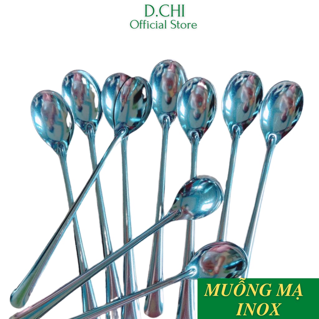 Muỗng cà phê MẠ INOX 304 Cao cấp- Sáng bóng- Thiết kế sang trọng - Kích thước dài với ngắn