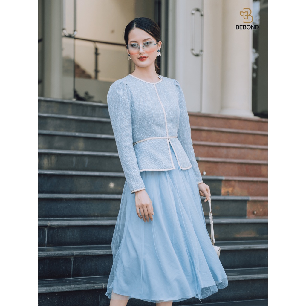 Set Áo Vest Chân Váy Nữ Màu Xanh BEBOND Kiểu Dáng Trẻ Trung Thanh Lịch Phong Cách Thời Trang Hàn Quốc BBS10 | BigBuy360 - bigbuy360.vn