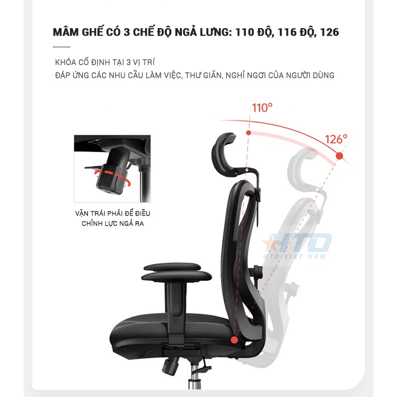 Ghế công thái học Sihoo M18 - Điều chỉnh cột sống - Xoay 360 độ bảo hành 12 tháng