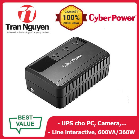 Chính hãng new 100% Bộ lưu điện CyberPower BU600E - 600VA 360W đã có ắc quy