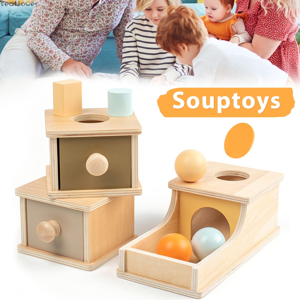 Đồ Chơi Hộp Gỗ Đựng Tiền Xu Giáo Dục Nhận Thức Cho Trẻ Em