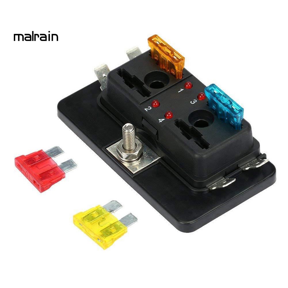 Bộ Hộp Cầu Chì 4 / 6 / 10 Cái Có Đèn Led Dành Cho Xe Hơi / Tàu Thuyền