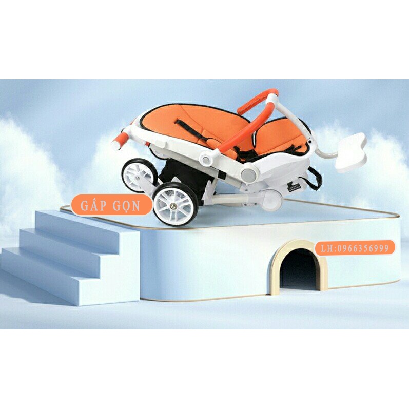 Xe đẩy gấp gọn cho bé X8 Pro đi du lịch, Xe đẩy cho bé 2 chiều ngả 4 tư thế cao cấp