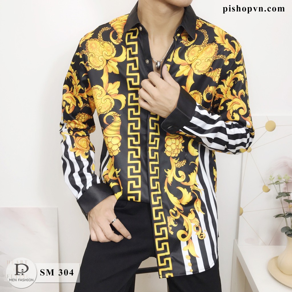  Áo sơ mi nam dài tay họa tiết đẹp ngẫu nhiên, chất lụa hàn quốc htstore | BigBuy360 - bigbuy360.vn