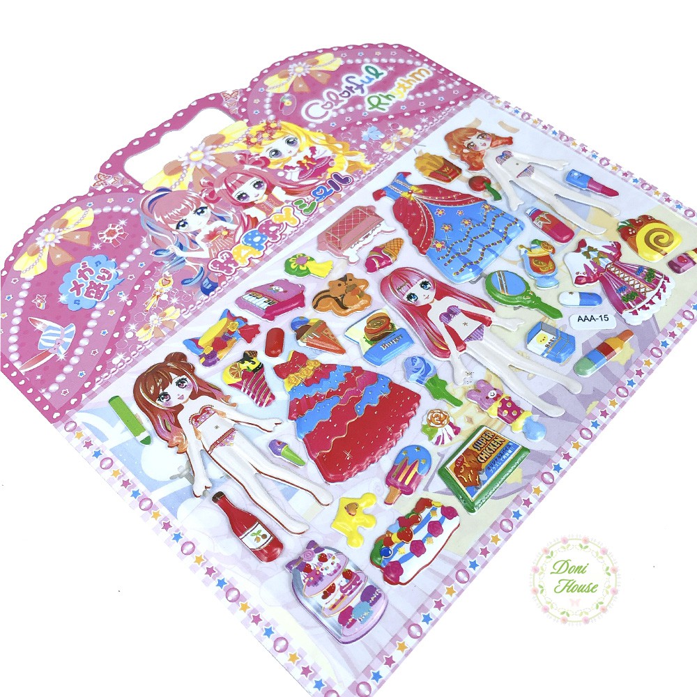 Sticker Hai mặt Hình Dán và Tô màu Hình Công Chúa Siêu Đẹp Cho Bé Gái HD01 - Doni House