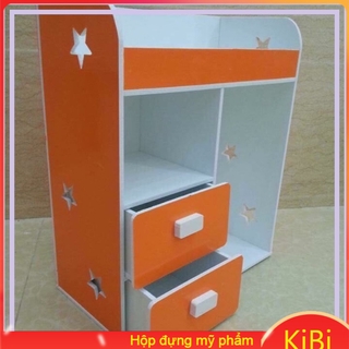 Kệ đựng mỹ phẩm mini màu cam, kệ 2 ngăn, khay son chất lượng