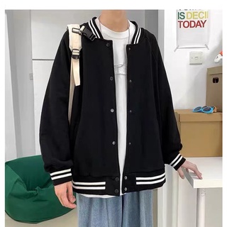 Áo khoác bomber nỉ trơn, áo khoác bóng chày trơn hai màu, áo khoác bomber đen và áo khoác bomber đen phối tay trắng