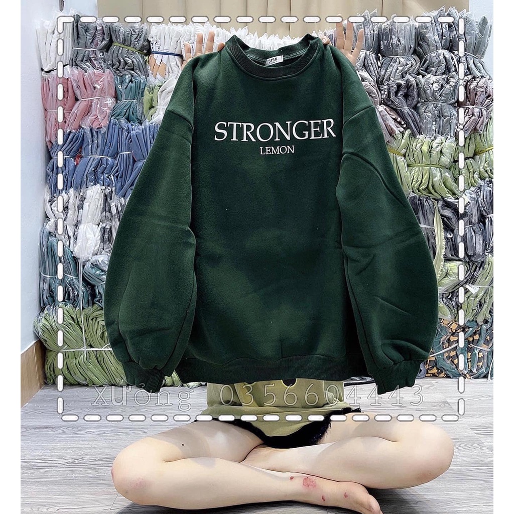 Áo Nỉ Sweater STRONGER  Chất  Nỉ Cotton Trần Bông Form Thụng Tay Bồng Phối Gì Cũng Đẹp