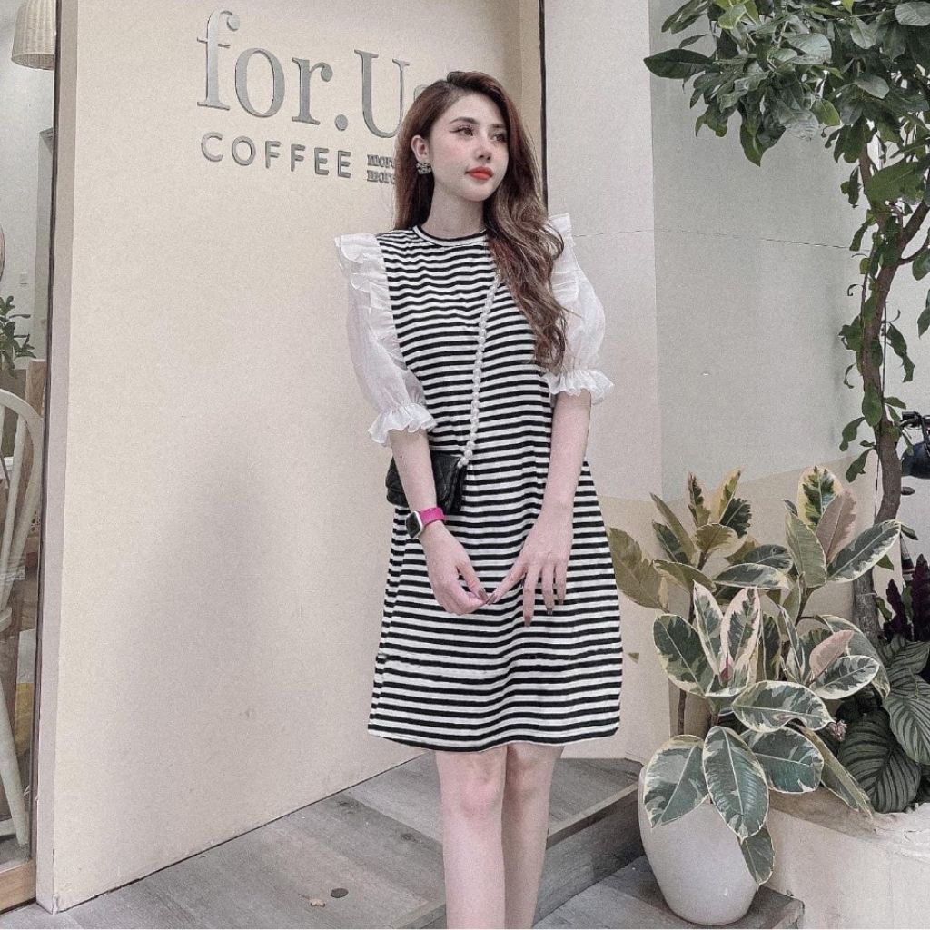 Váy bầu thời trang thiết kế M117 chất Cotton 100% và Đũi voan freesize từ 45 đến 70kg