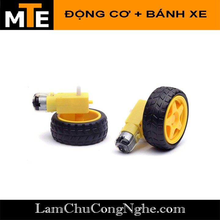 COMBO Động Cơ Vàng Giảm Tốc + Gá + Bánh Xe Cao Su Robot Mô Hình