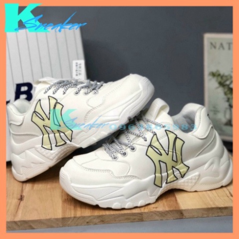 Giày Sneaker MLB NY Đen Đế Nâu, Giày Thể Thao NY Đen Tăng Chiều Cao full box bill