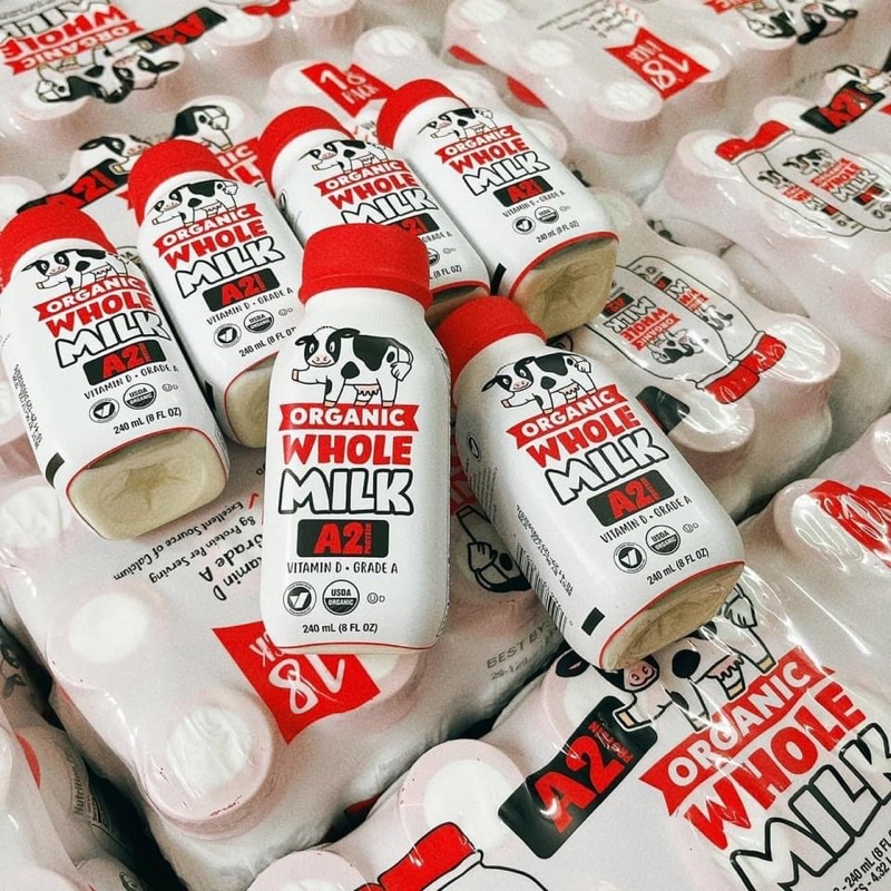 [11/2023]Sữa bò Tươi A2 Organic Whole Milk Mỹ 240ML