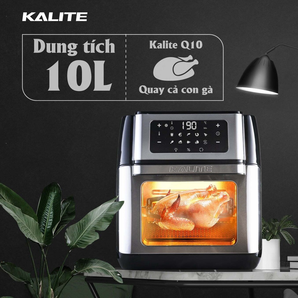 TẶNG BÌNH XỊT DẦU VÀ KẸP_Nồi lò chiên không dầu Kalite Q10 chống dính có phụ kiện đi kèm .TẶNG BÌNH XỊT DẦU VÀ KẸP