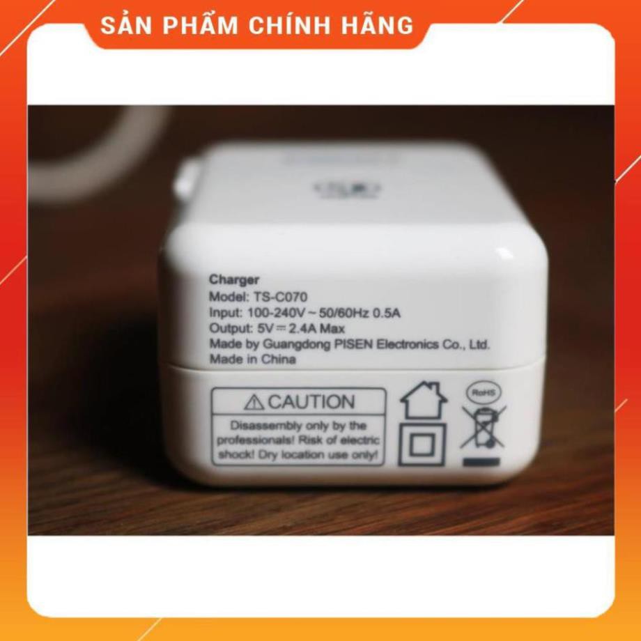 Củ Sạc Nhanh Pisen 2 cổng Dual USB TS-C122 - Hàng Chính Hãng