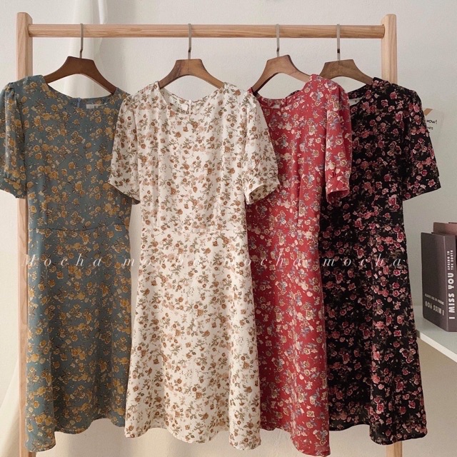 Váy hoa vintage cổ tròn tay bồng ngắn tay Ulzzang vke 190-22🌻 Hàng Quảng Châu | BigBuy360 - bigbuy360.vn